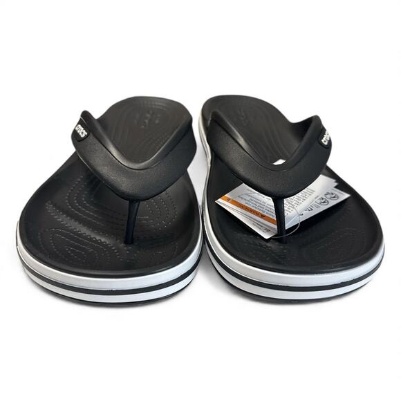 Crocs Flip Flops Men Sandals Black-White Water Friendly Lightweight SZ/ M-8 W-10 - Picture 2 of 10